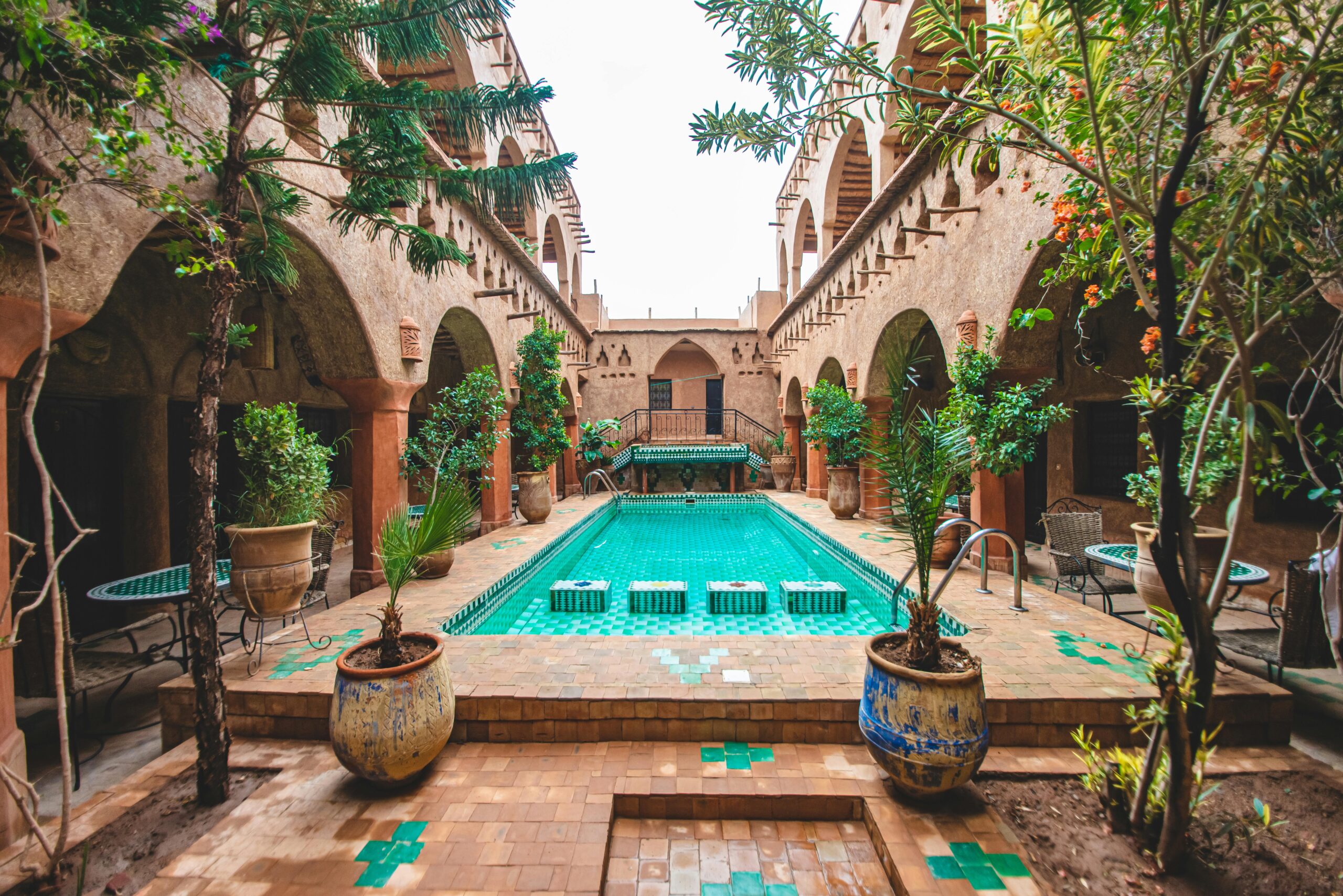 Courtyard with a Pool in Riad Maktoub Hotel, Ajt Bin Haddu, Morocco